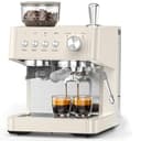 Electactic (2026 Upgrade) 15 Bar Espresso Machine with Built-in Anti-Clog Coffee Grinder, Expresso Coffee Machines with Milk Steam Wand/Frother/Tamping Tools,Espresso Maker with Grinder for Lattes-Almond - Home Espresso Machines