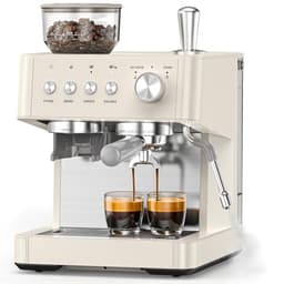 Electactic (2026 Upgrade) 15 Bar Espresso Machine with Built-in Anti-Clog Coffee Grinder, Expresso Coffee Machines with Milk Steam Wand/Frother/Tamping Tools,Espresso Maker with Grinder for Lattes-Almond - Home Espresso Machines