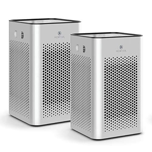 Medify MA-25 Air Purifier with True HEPA H13 Filter | 825 ft² Coverage in 1hr for Allergens, Smoke, Wildfires, Odors, Pollen, Pet Dander | Removal to 0.1 Microns | Silver, 2-Pack