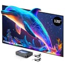 NexiGo Aurora Pro Ultra Short Throw 4K Tri-Color Laser Projector with 120" Fresnel ALR Screen and DLP Link 3D Glasses, 2400 Lumens Brightness, Dynamic Laser Dimming, 85% ALR for Clear Daylight Viewing - Home Projectors