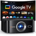 HAPPRUN 1500 ANSI Official Licensed Google TV Smart Projector, HAPPRUN 4K Full HD Home Theater with Auto Focus, Dolby Sound, Wi-Fi Bluetooth, Built-in Apps, Compatible with Phone & PC, Indoor & Outdoor Use - Home Projectors