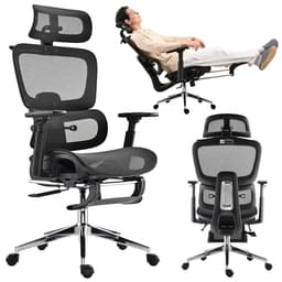 hujusko Mesh Ergonomic Office Chair with Footrest,High Back Mesh Gaming Chair with Lumbar Support,Adjustable Headrest and Armrests for Home Office Desk Chair (Modern, Black) - Ergonomics