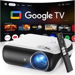 HAPPRUN Official Licensed Google TV Smart Projector, HAPPRUN 4K UHD Home Theater with Dolby Sound, Wi-Fi & Bluetooth, Built-in Streaming Apps, Compatible with Games Consoles & Smartphone, Indoor & Outdoor Use - Home Projectors