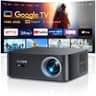 PUTRIMS [1500 ANSI/Google TV/Voice Control]Smart Projector with WiFi 6 and Bluetooth, 4K Support, Outdoor Movie Proyector, 1080P Home Ceiling Auto Focus Projector, PUTRIMS K12 Gray - Home Projectors