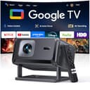 TOPTRO Smart Projector [Bundled with Google TV Stick & 4K Support] with WiFi and Bluetooth, Portable Mini Movie Short Throw Projector Outdoor with Built-in Apps Auto Focus for Home Theater Bedroom Ceiling - Home Projectors