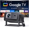 TOPTRO Smart Projector [Bundled with Google TV Stick & 4K Support] with WiFi and Bluetooth, Portable Mini Movie Short Throw Projector Outdoor with Built-in Apps Auto Focus for Home Theater Bedroom Ceiling - Home Projectors
