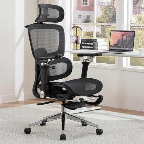 hujusko Mesh Ergonomic Office Chair with 6D Armrests,High Back Mesh Gaming Chair with Lumbar Support,Adjustable 3D Headrest for Home Office Desk Chair(Executive, Black)