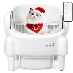 PARUUNTYS Self Cleaning Litter Box,Open Top Automatic Litter Box with App Control for Multiple Cats, Safety Sensors Protection, Odor Control Includes 2 roll Liners,Large Waste Bin, Cream White - Smart Pet Tech