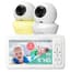 Babysense 5" HD Split-Screen Baby Monitor, Video Baby Monitor with 2 Cameras and Audio, Night Light, 1000ft Range, Two-Way Audio, 4X Zoom, Night Vision, 4000mAh Battery HDS2-2CAM - Smart Baby Monitors