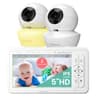 Babysense 5" HD Split-Screen Baby Monitor, Video Baby Monitor with 2 Cameras and Audio, Night Light, 1000ft Range, Two-Way Audio, 4X Zoom, Night Vision, 4000mAh Battery HDS2-2CAM - Smart Baby Monitors