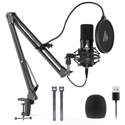 MAONO USB Microphone, MAONO 192KHZ/24Bit Plug & Play PC Computer Podcast Condenser Cardioid Metal Mic Kit with Professional Sound Chipset for Recording, Gaming, Singing, YouTube (AU-A04) AU A04 Black Black - Creator Audio