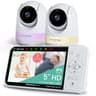 Babysense Prisma Baby Monitor with Camera and Audio, 5” HD Video Baby Monitor with 2 Cameras, 6-Color Night Light, Split Screen, Sound Machine with White Noise & Lullabies, Secure No WiFi PRISMA 2CAM - Smart Baby Monitors
