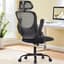 Sweetcrispy Office Computer Desk Chair, Ergonomic High-Back Mesh Rolling Work Chairs with Wheels and Adjustable Headrests, Comfortable Lumbar Support, Comfy Flip-up Arms for Home, Bedroom, Study,Black Flip-up Armrest Black - Ergonomics