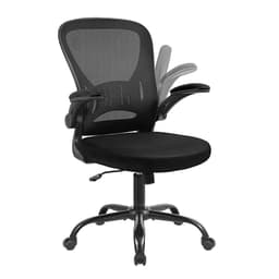 Youhauchair Mesh Office Chair, Ergonomic Home Office Desk Chairs with Flip-up Arms and Lumbar Support, Height Adjustable, Black Black Without Headrest - Ergonomics