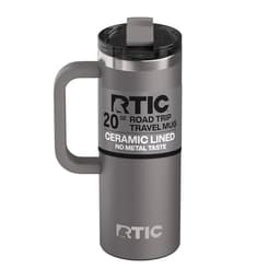RTIC 20oz Road Trip Travel Mug with Lid and Handle, Ceramic Lined, Insulated, Stainless Steel, Metal, Double Wall Vacuum-Insulation, Portable Coffee, Tea Cup for Hot and Cold Drink, Graphite - Engineered Drinkware