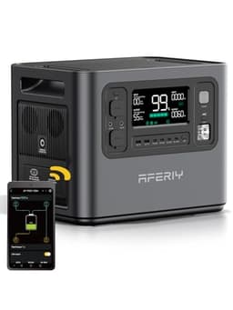 AFERIY 2048Wh Portable Power Station 2400W (Peak 4800W),P210 LiFePO4 Battery Generator,AC Fast Charging, 12V/25A XT60 DC output port,UPS Power Outages,Home Backup,Camping(Solar Panel Optional) - Portable Power Stations