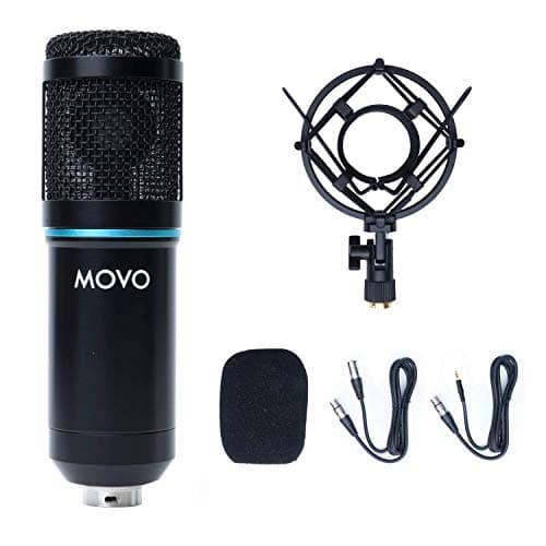 Movo PC-M6 Universal Cardioid Condenser Microphone with XLR and 3.5mm, Shock Mount, and Windscreen - Perfect for Podcasting, Live-Streaming, Gaming, Remote Work - Creator Audio
