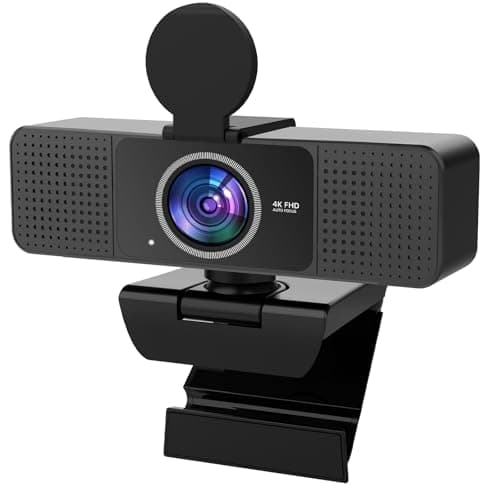 PEATOP Webcam 4K for PC Autofocus, Noise-Canceling Mic USB Plug & Play Webcam with Privacy Cover Camera 4K for Zoom/Teams/Skype/Google Meet