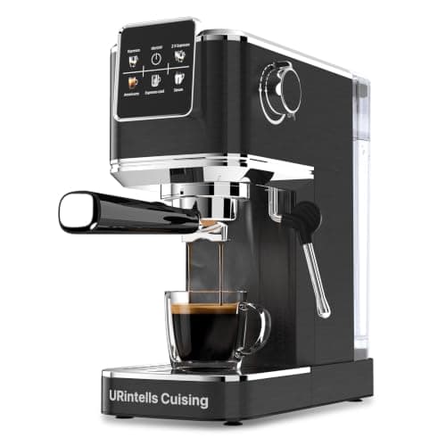 Espresso Machine 20 Bar,Touch Screen Espresso Maker with Steam Milk Frother,Compact Stainless Steel Coffee Machine for Cappuccino Latte Americano Espresso Cool,Gift for Coffee Lovers,Black