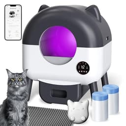 MeowWhimsy Automatic Self Cleaning Litter Box, MeowWhimsy Extra Large Automatic Cat Litter Box Self Cleaning Robot S7 for Cats, Smart Safety Sensors-App Control-Low Noise, Washable Tray,40 pcs Trash Bag - Smart Pet Tech