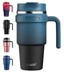 ALOUFEA 20 oz Insulated Coffee Mug Tumbler with Handle, Stainless Steel Travel Mug Tumbler with Lid and Straw,Double Wall Vacuum Leak Proof Ice Coffee Thermal Cup, Indigo Black - Engineered Drinkware