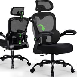 AreShark Office Chair Ergonomic Desk Chairs with Adjustable Lumbar Support& Headrest Hanger, High Back Breathable Mesh Chair with Wheels, Rolling Swivel Comfy Task Computer Chair for Home Work Gaming - Ergonomics