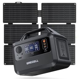 GRECELL Solar Generator with 40W Solar Panel Included,230Wh Portable Power Station 1.5hrs Fast Charging, (600W Surge) AC Outlets, LiFePO4 Battery Backup for Outdoor Camping, Trip, Power Outage - Portable Power Stations