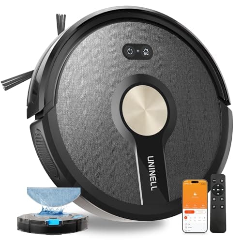 uninell Robot Vacuum and Mop Combo: 5000Pa Strong Suction for Pet Hair on Hard Floor & Carpet, 180 Mins Long Runtime, Self-Charging, Works with Alexa for Effortless Schedule Clean
