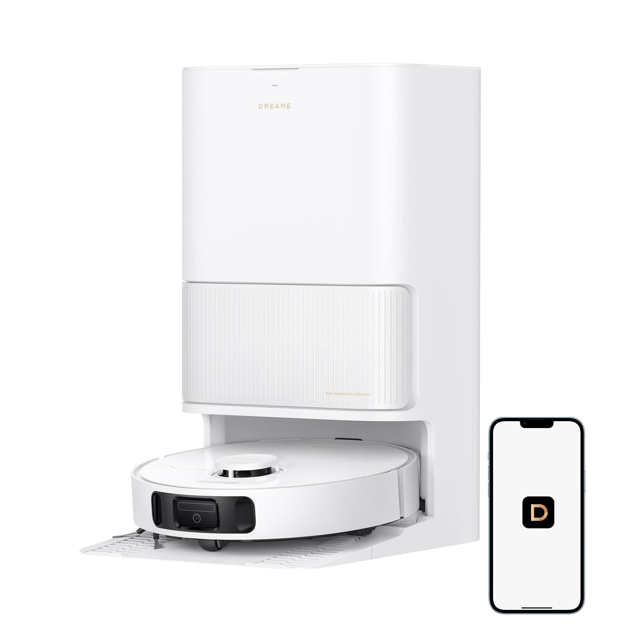 DREAME L40s Ultra CE Robot Vacuum and Mop Combo with Self-Emptying Dock, 13,000Pa Suction, Mop Self-Cleaning and Auto-Raising, Ultrasonic Carpet Sensing, Ideal for Pet Hair, Carpet and Hard Floors L40sUltraCE-White