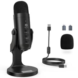 ZealSound Podcast Microphone for PC, Noise Cancellation USB Mic with Gain, Volume Adjustment & Mute Button, Monitoring & Echo, for YouTube, TikTok, Podcasting, Streaming, iPhone, iPad, Android, Mac Black