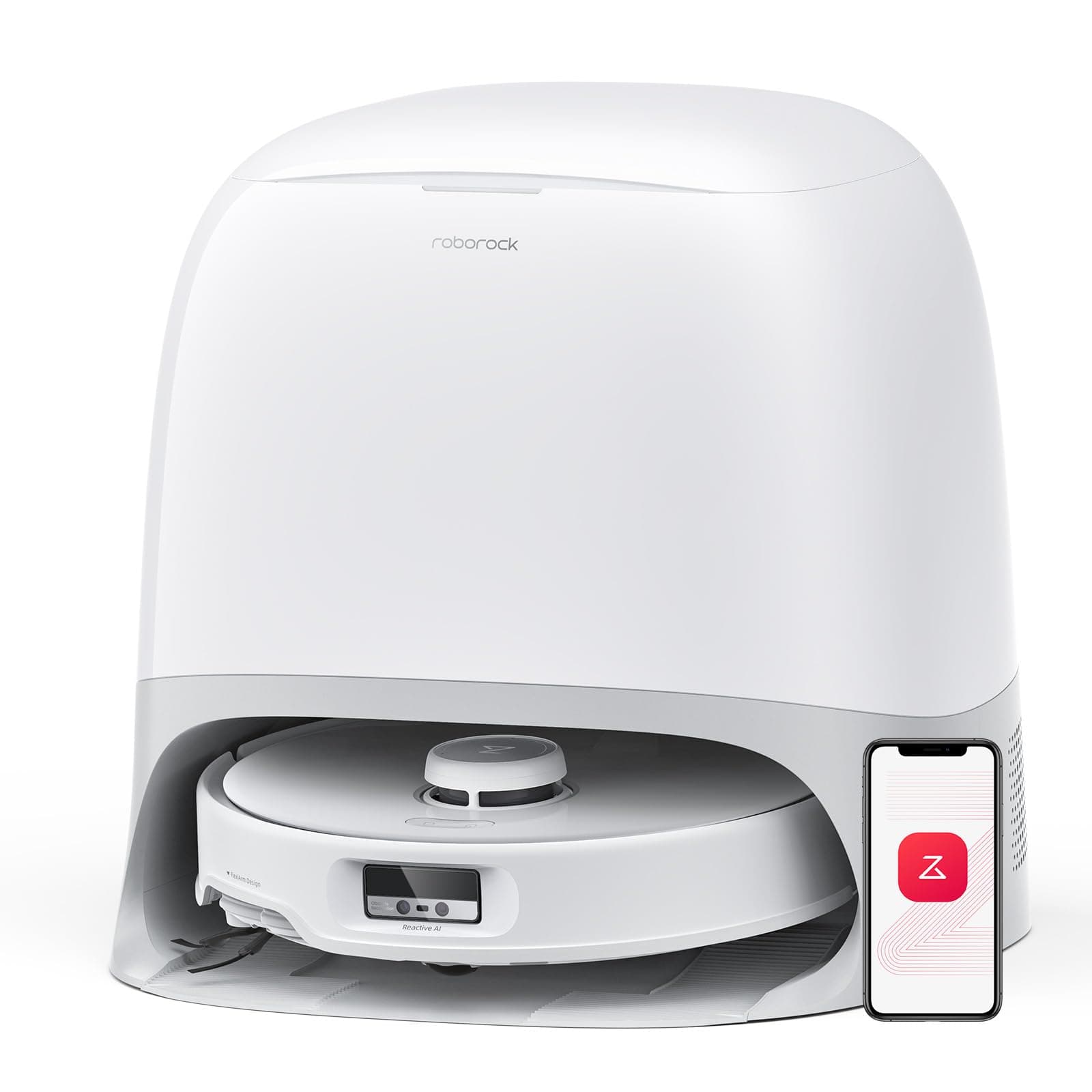 roborock Qrevo Curv Robot Vacuum and Mop, 18,500Pa Suction, Zero-Tangling, AdaptiLift Chassis, FlexiArm Technology, Hot Water Mop Washing & Dock Self Cleaning, Al Obstacle Recognition Roborock Qrevo Curv (WHITE)