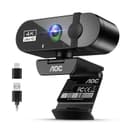AOC 4k Webcam for PC with Microphone, Computer Camera with Noise Cancellation, Privacy Cover, 99° FOV, Plug & Play USB Webcam for Streaming, Conferencing, Zoom, Skype, Facetime, Laptop, PC, Skype Black