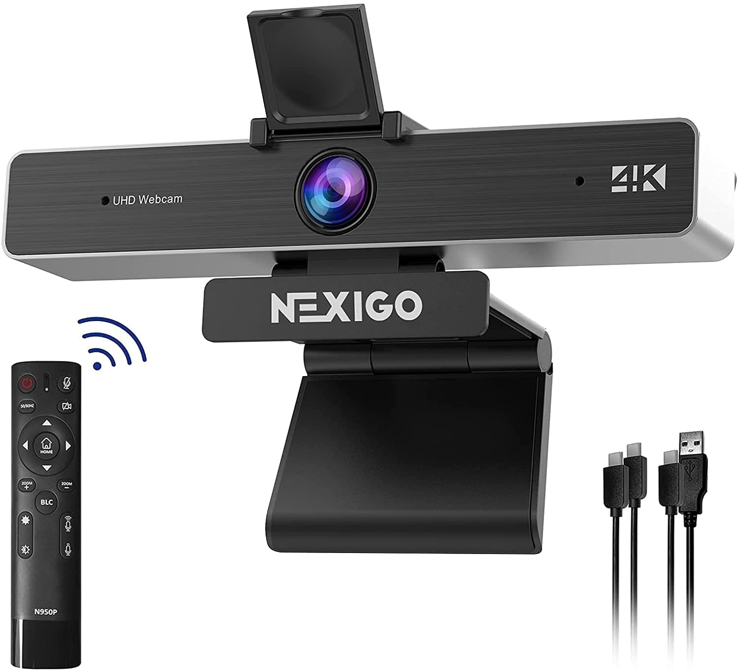 NexiGo Zoom Certified, N950P 4K Zoomable Webcam with Remote Control, Sony_Starvis Sensor, 5X Digital Zoom, Pro Web Camera with Dual Stereo Mics, for Zoom Skype Teams Twitch Webcam 4K