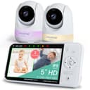 Babysense Prisma Baby Monitor with Camera and Audio, 5” HD Video Baby Monitor with 2 Cameras, 6-Color Night Light, Split Screen, Sound Machine with White Noise & Lullabies, Secure No WiFi PRISMA 2CAM