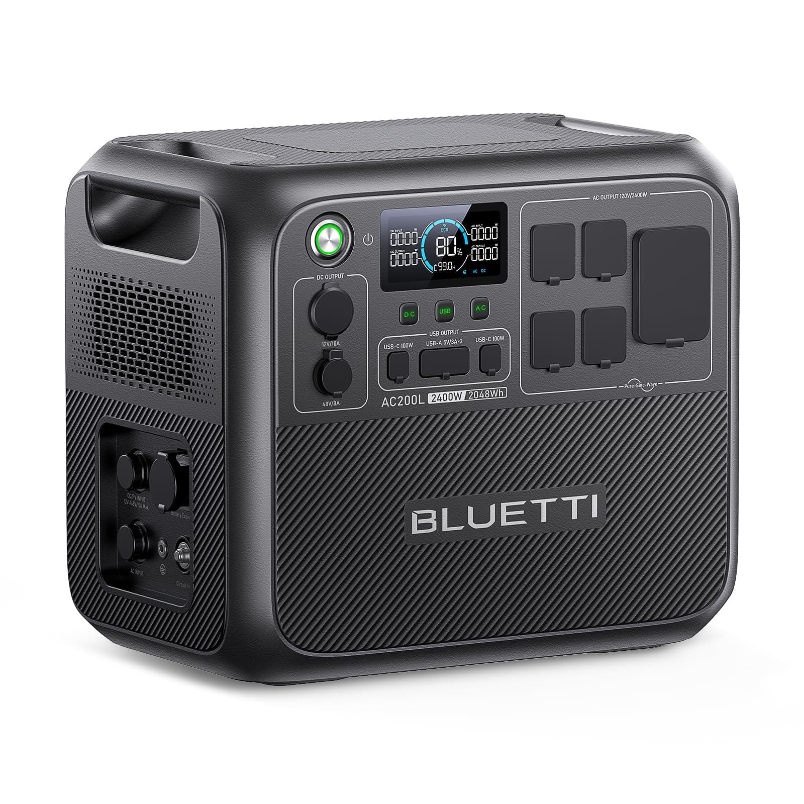 BLUETTI AC200L Portable Power Station, 2048Wh LiFePO4 Battery Backup, Expandable to 8192Wh w/ 4 2400W AC Outlets (3600W Power Lifting), 30A RV Output, Solar Generator for Camping, Home Use, Emergency
